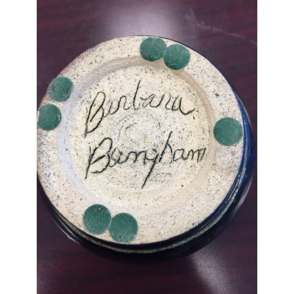 Vtg Handmade By Barbara Bingham Ceramic Brown Glazed Trinket Bowl 1970's Pottery - Picture 3 of 5